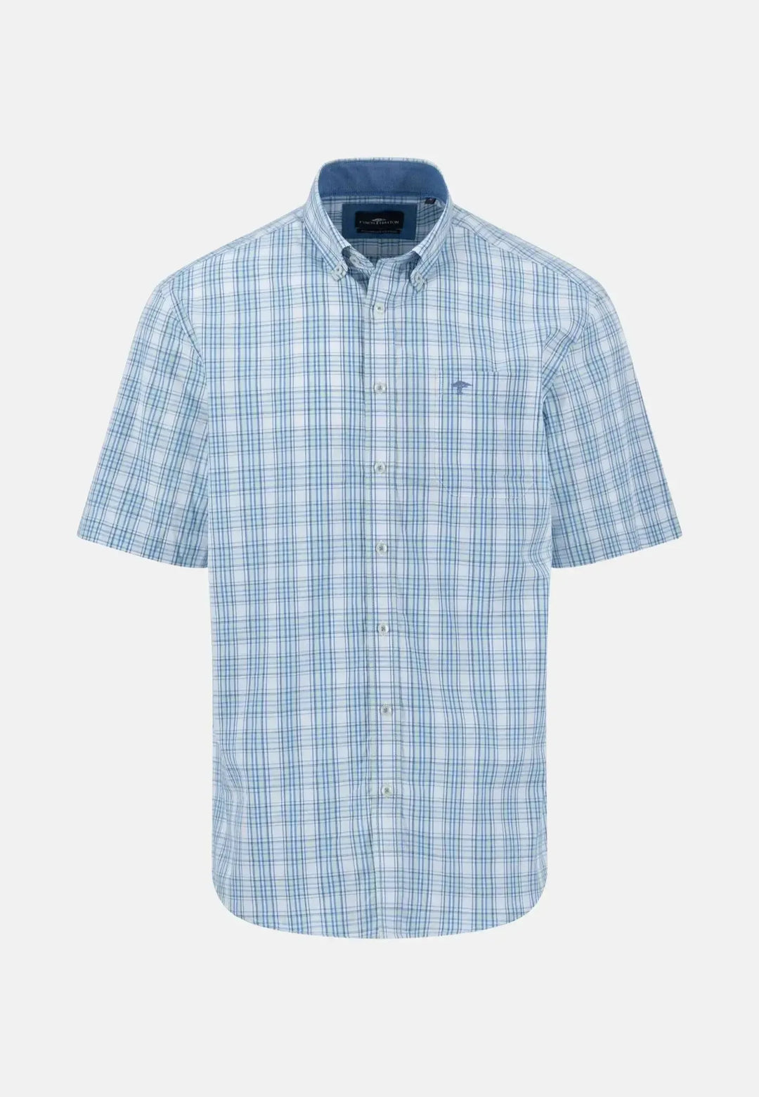 fynch-hatton-Summer Check Short Sleeved Shirt Minty Green