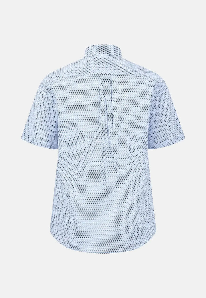 fynch-hatton-Summer Poplin Print Short Sleeved Shirt Light Peony