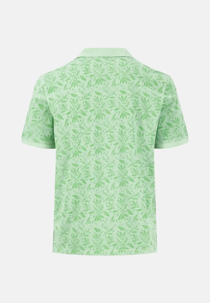 fynch-hatton-Sunfaded Floral Polo Shirt Turf Green