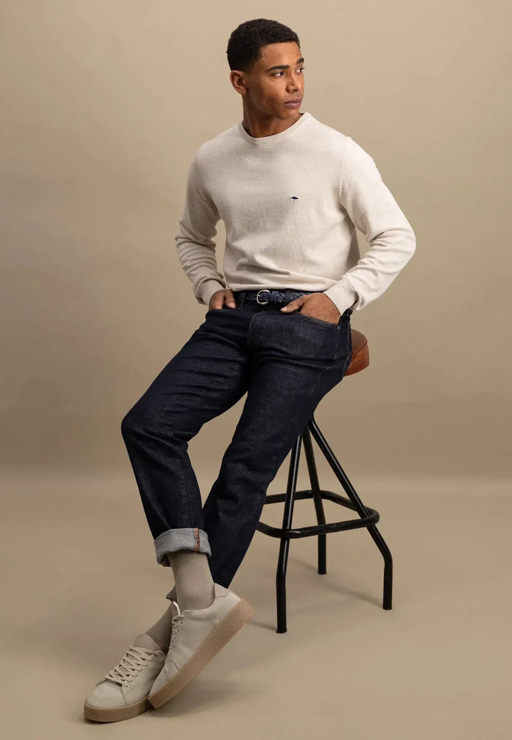 fynch-hatton-Superfine Cotton Crewneck Knit New Off White