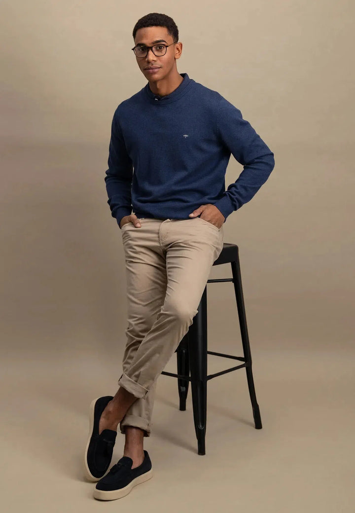 fynch-hatton-Superfine Cotton Crewneck Knit Night