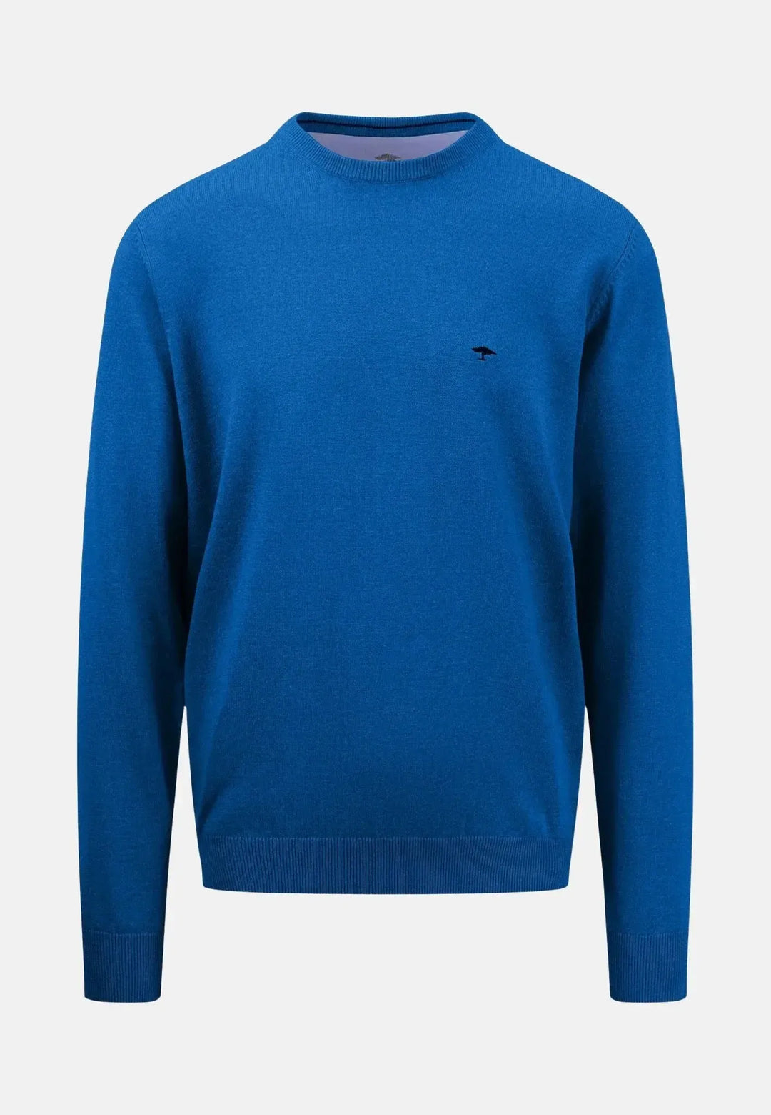 fynch-hatton-Superfine Cotton Crewneck Knit Strong Blue