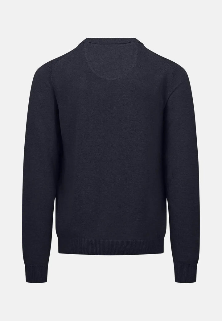 fynch-hatton-Superfine Polo Collar Cotton Knit Navy