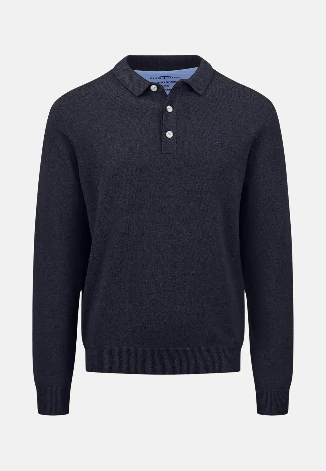 fynch-hatton-Superfine Polo Collar Cotton Knit Navy