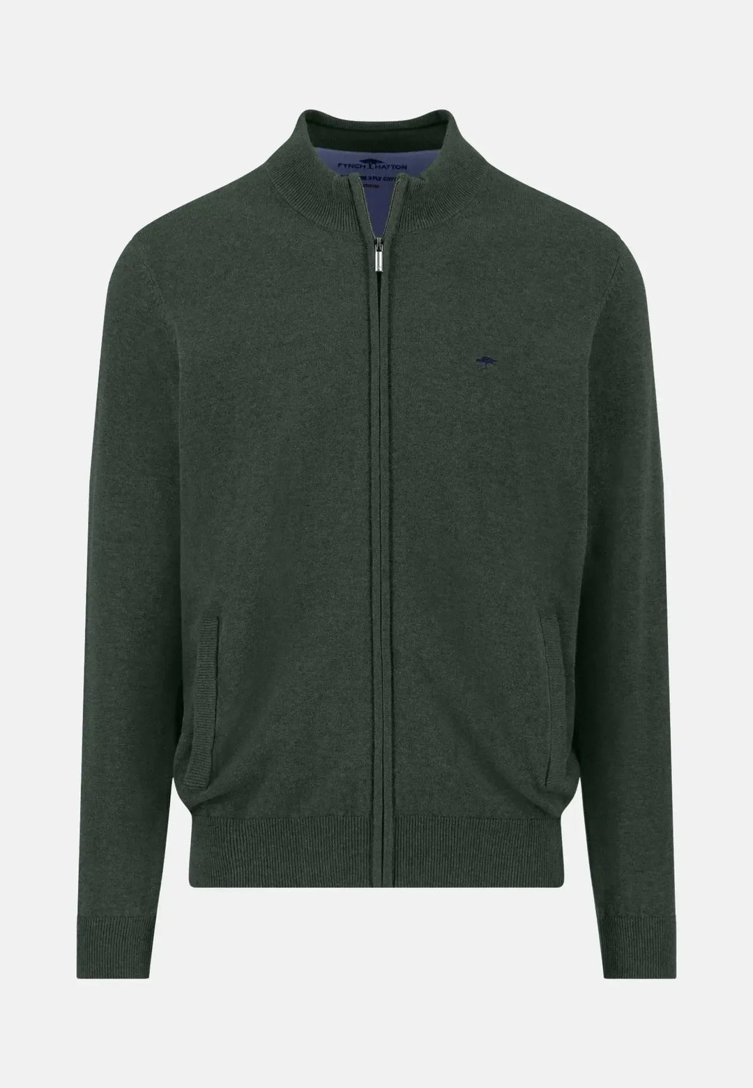 fynch-hatton-Superfine Stand-Up Cardigan Dark Ivy