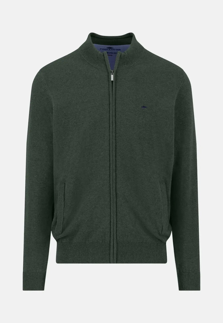 fynch-hatton-Superfine Stand-Up Cardigan Dark Ivy