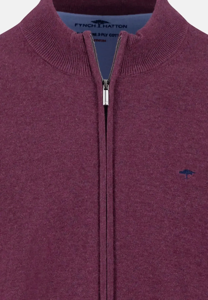 fynch-hatton-Superfine Stand-Up Cardigan Deep Merlot