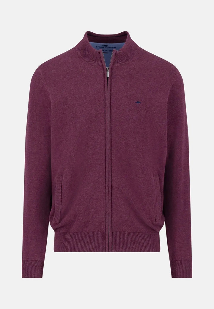 fynch-hatton-Superfine Stand-Up Cardigan Deep Merlot