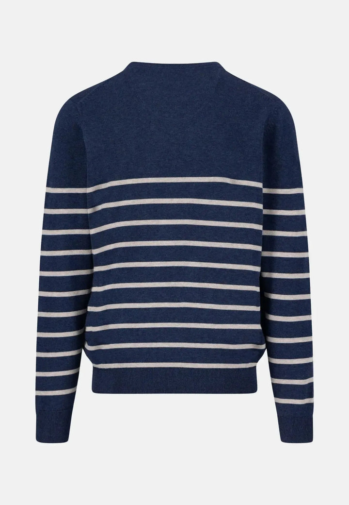 fynch-hatton-Superfine Striped Cotton Crewneck Knit Night