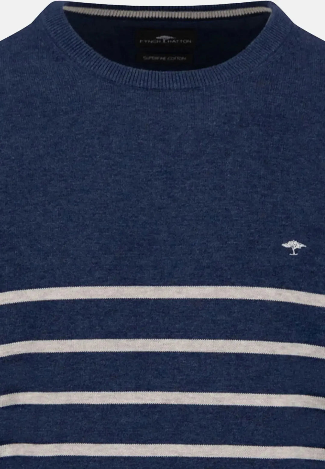 fynch-hatton-Superfine Striped Cotton Crewneck Knit Night