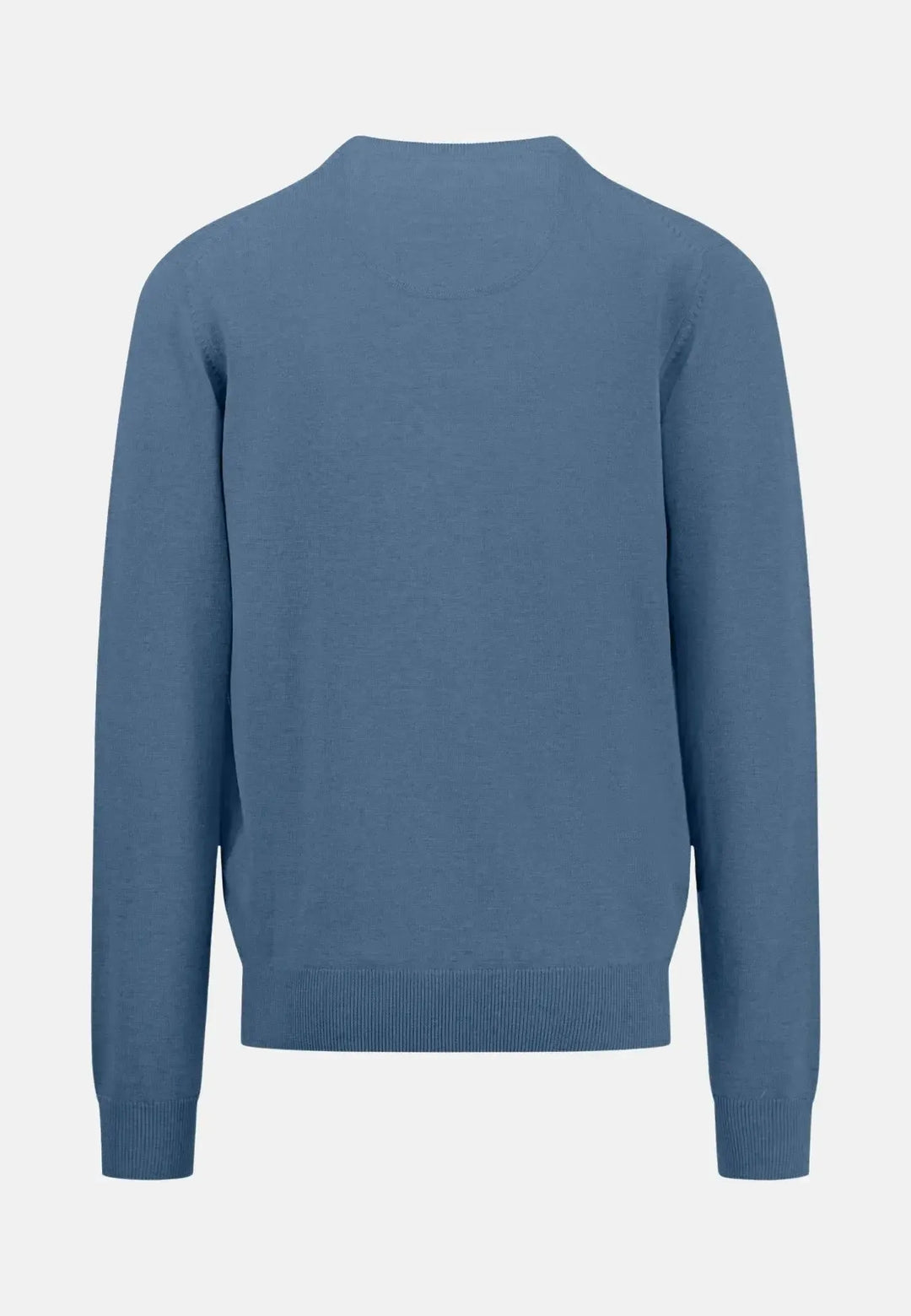 fynch-hatton-Superfine V-Neck Cotton Knit Cloud Blue
