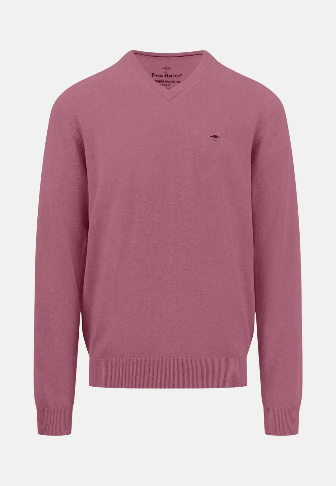 fynch-hatton-Superfine V-Neck Cotton Knit Pale Blush