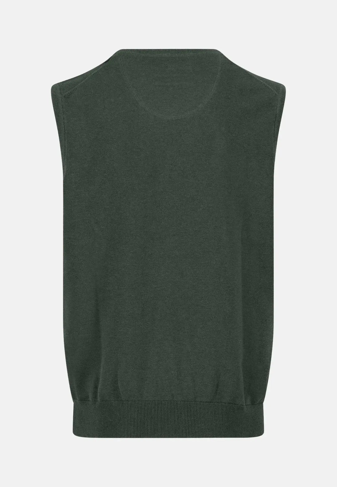 fynch-hatton-Superfine V-Neck Cotton Knit Vest Dark Ivy