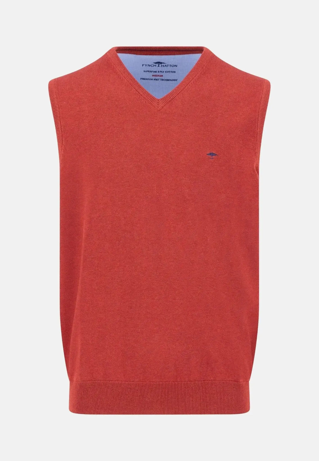 fynch-hatton-Superfine V-Neck Cotton Knit Vest Garnet Red