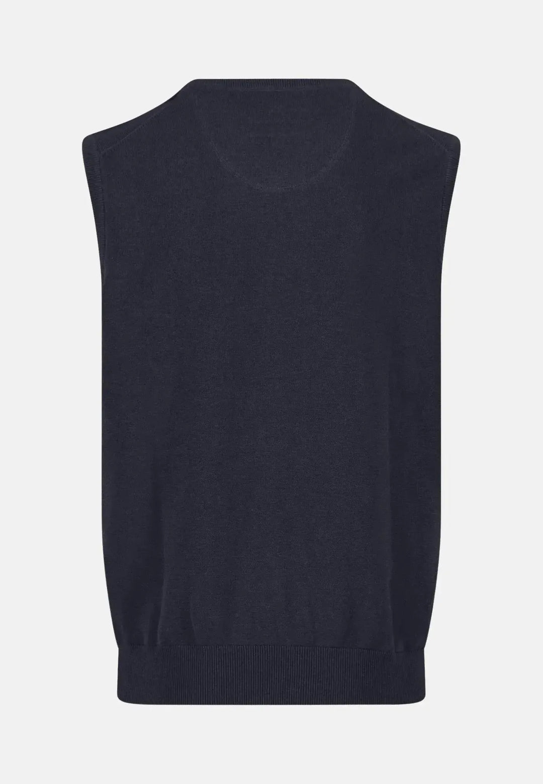 fynch-hatton-Superfine V-Neck Cotton Knit Vest Navy