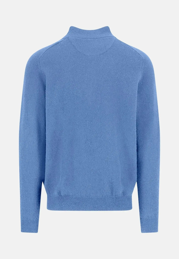 fynch-hatton-Supersoft Lambswool 1/4 Zip Knit Crystal Blue