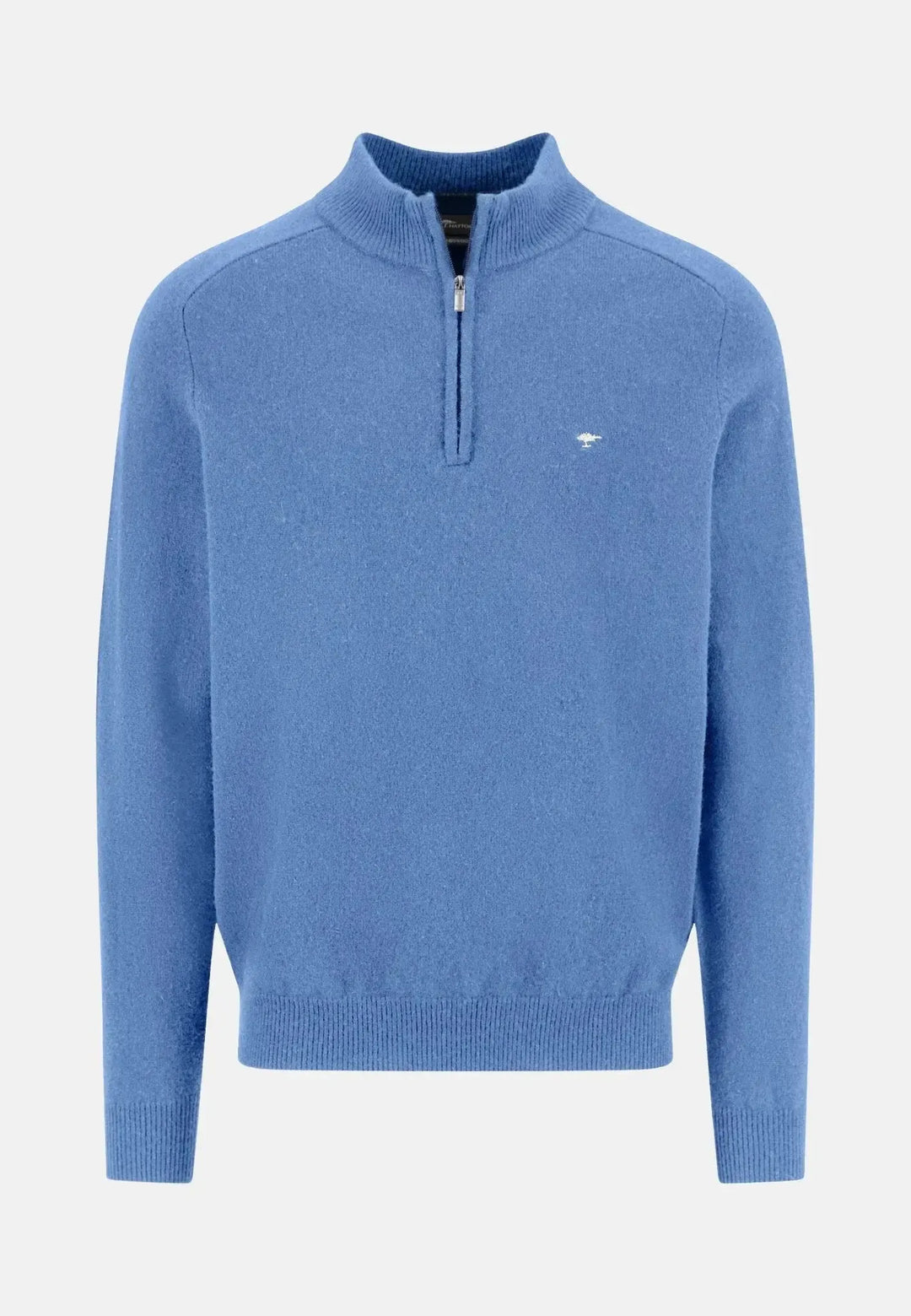fynch-hatton-Supersoft Lambswool 1/4 Zip Knit Crystal Blue