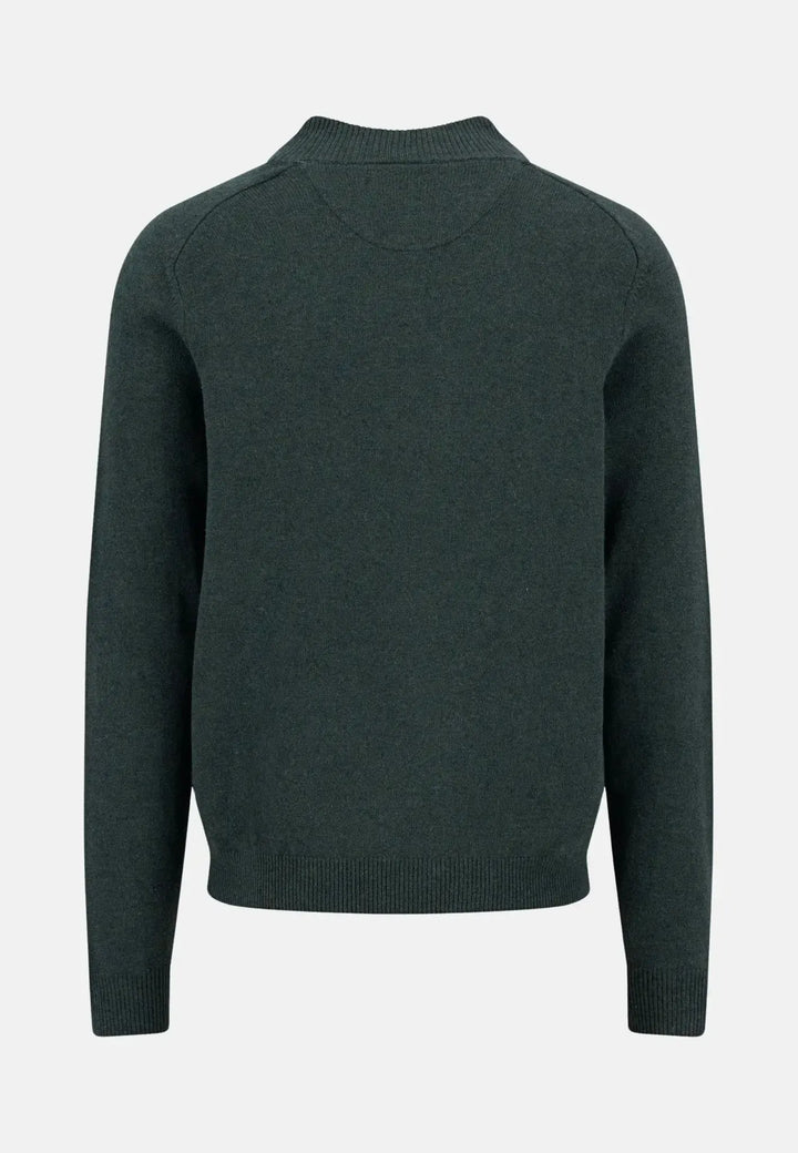 fynch-hatton-Supersoft Lambswool 1/4 Zip Knit Dark Ivy