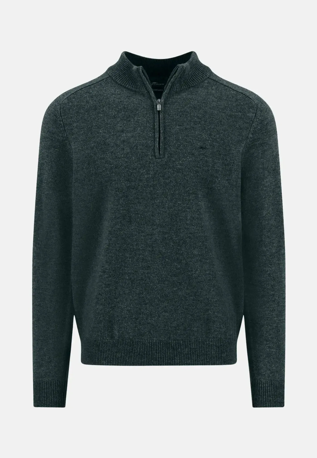 fynch-hatton-Supersoft Lambswool 1/4 Zip Knit Dark Ivy