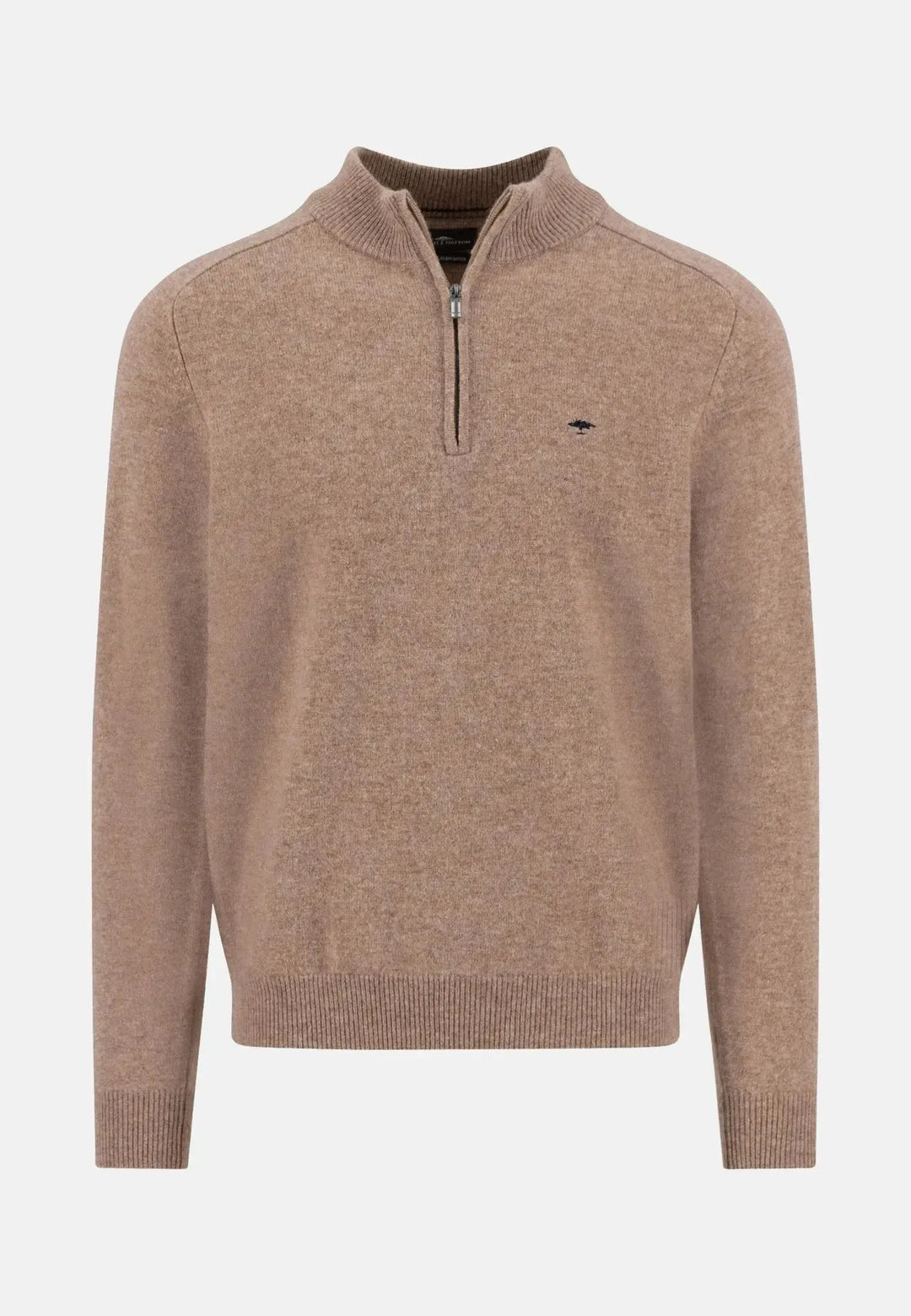 fynch-hatton-Supersoft Lambswool 1/4 Zip Knit Taupe