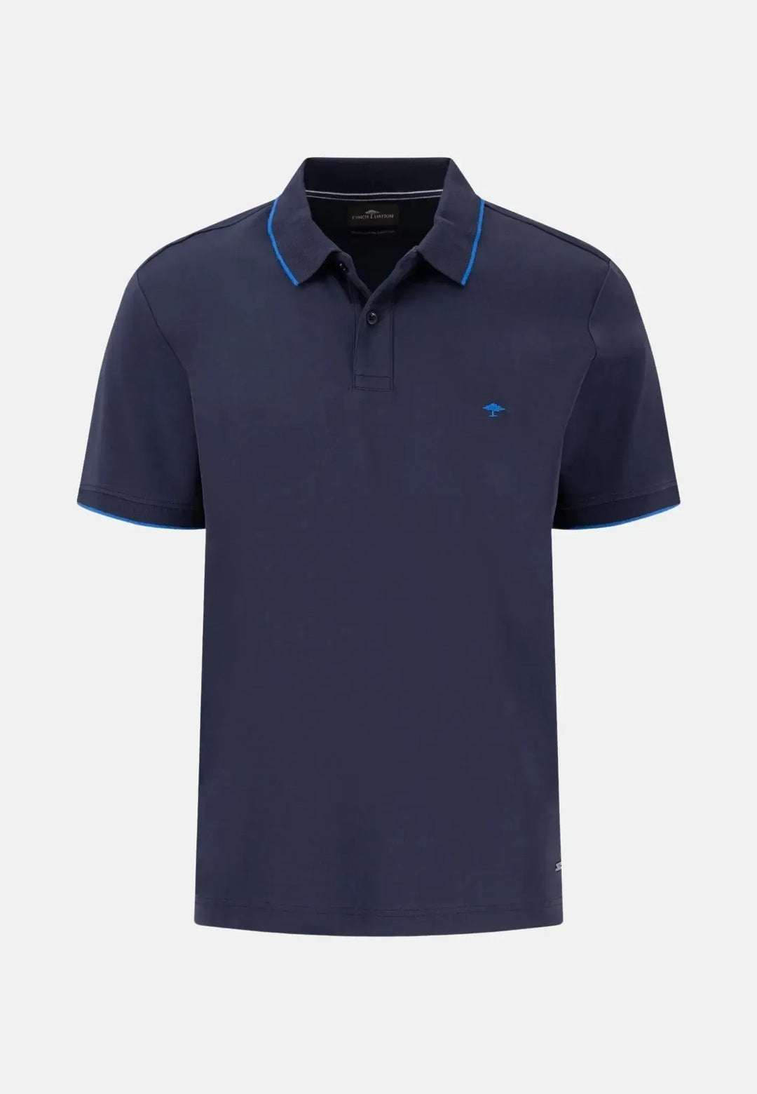 fynch-hatton-Tipped Cotton Polo Shirt Navy