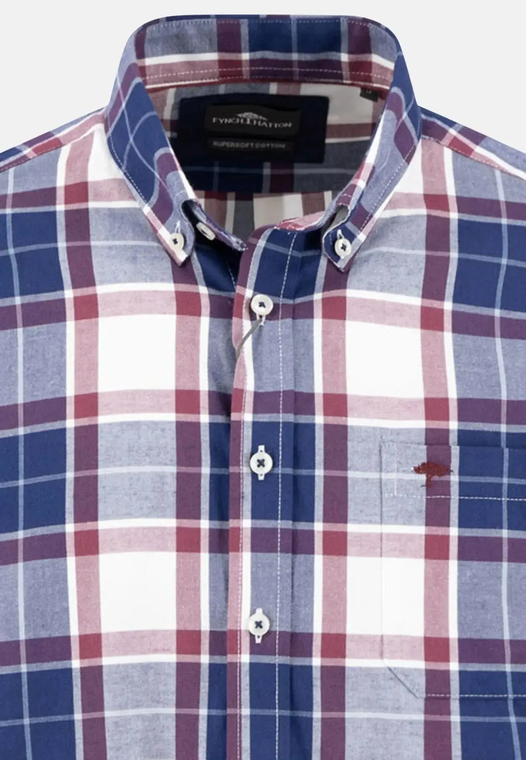 fynch-hatton-Twill Check Button Down Shirt Deep Merlot