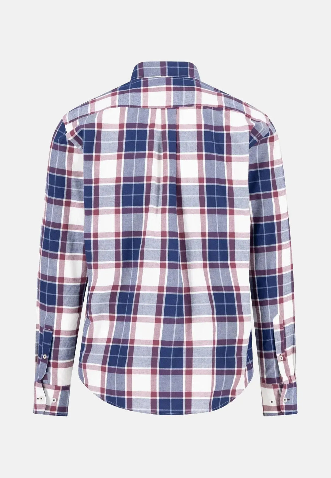 fynch-hatton-Twill Check Button Down Shirt Deep Merlot
