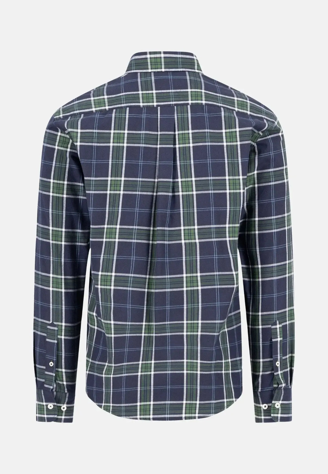 fynch-hatton-Twill Check Button Down Shirt Navy
