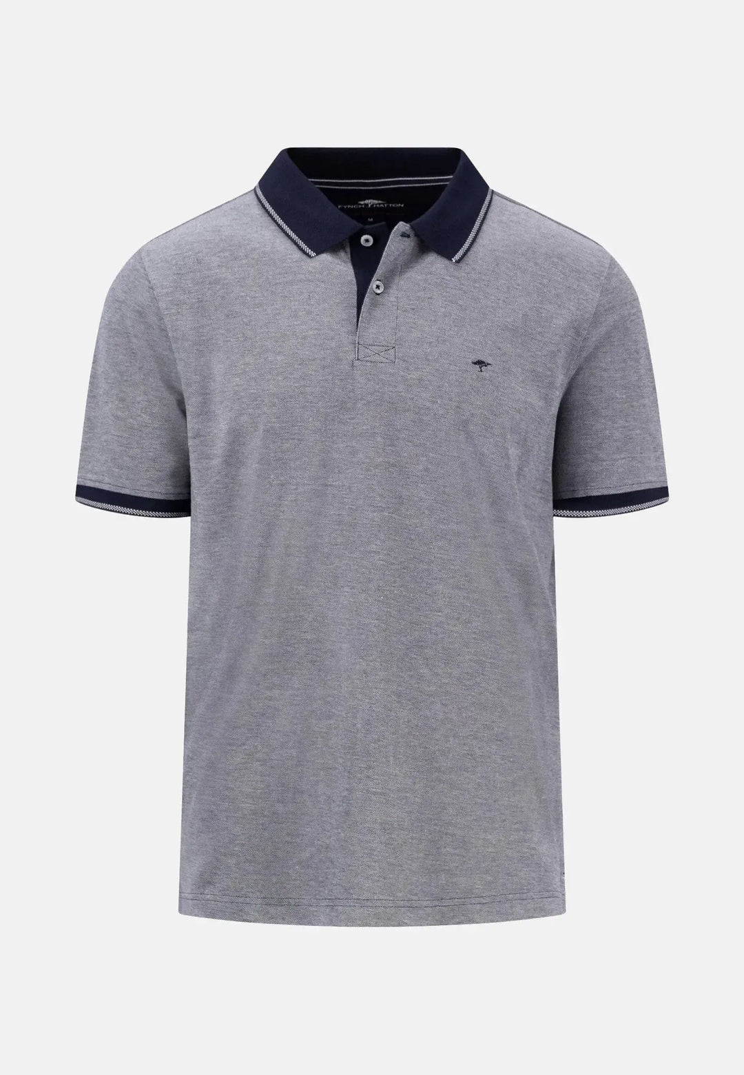 fynch-hatton-Two Tone Pique Polo Shirt Navy