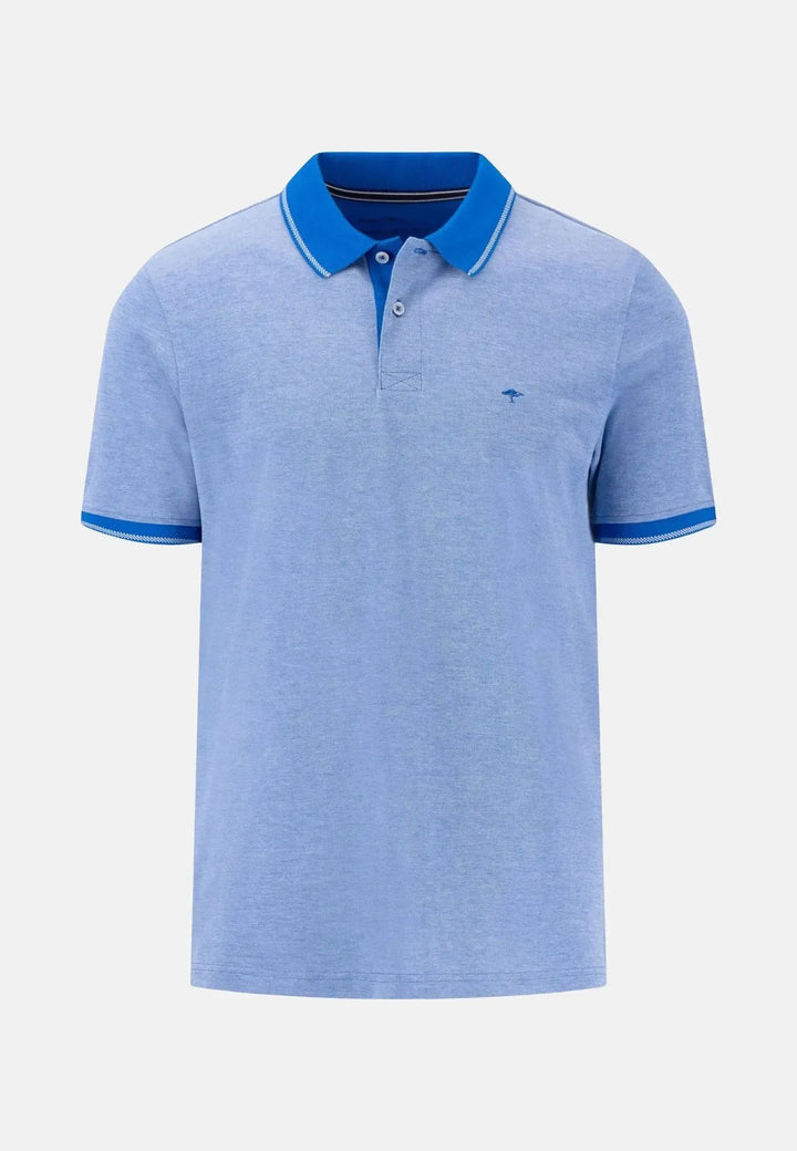 fynch-hatton-Two Tone Pique Polo Shirt Strong Blue