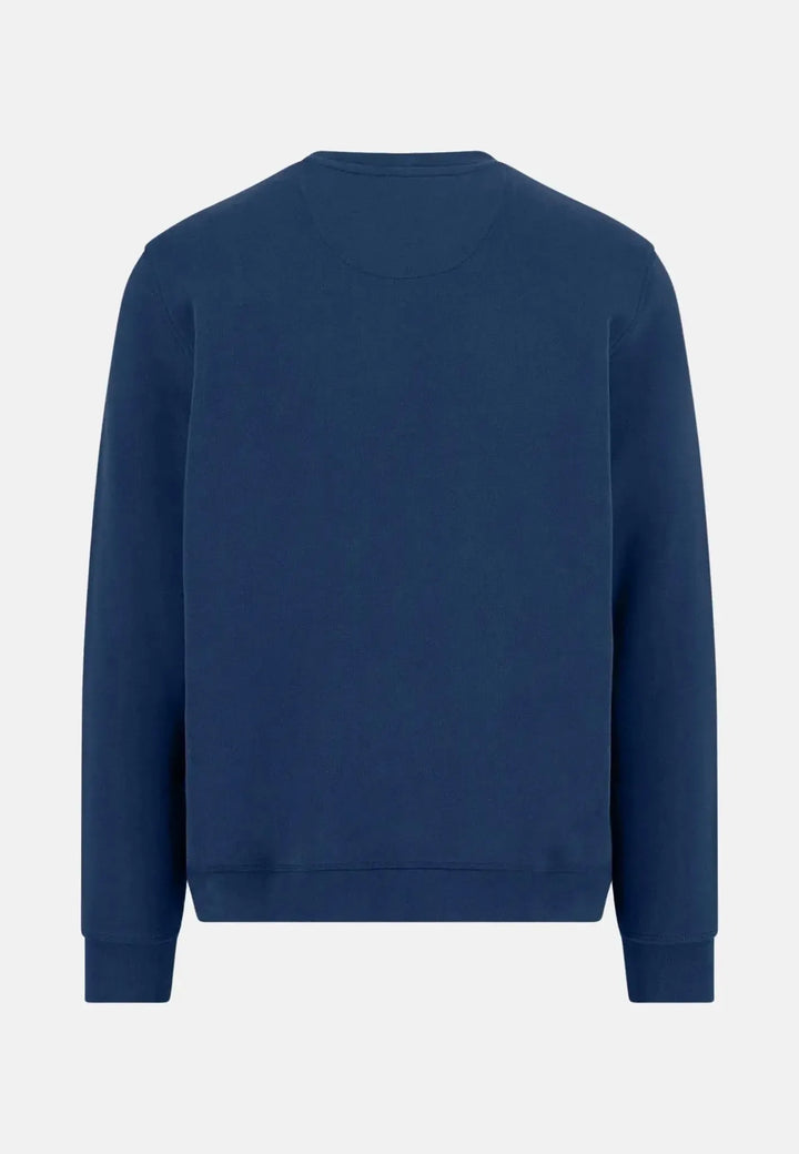 fynch-hatton-Washed Cotton Crewneck Sweatshirt Midnight