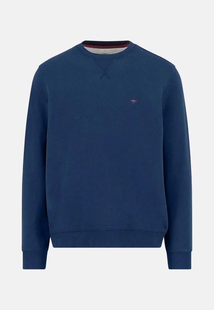 fynch-hatton-Washed Cotton Crewneck Sweatshirt Midnight