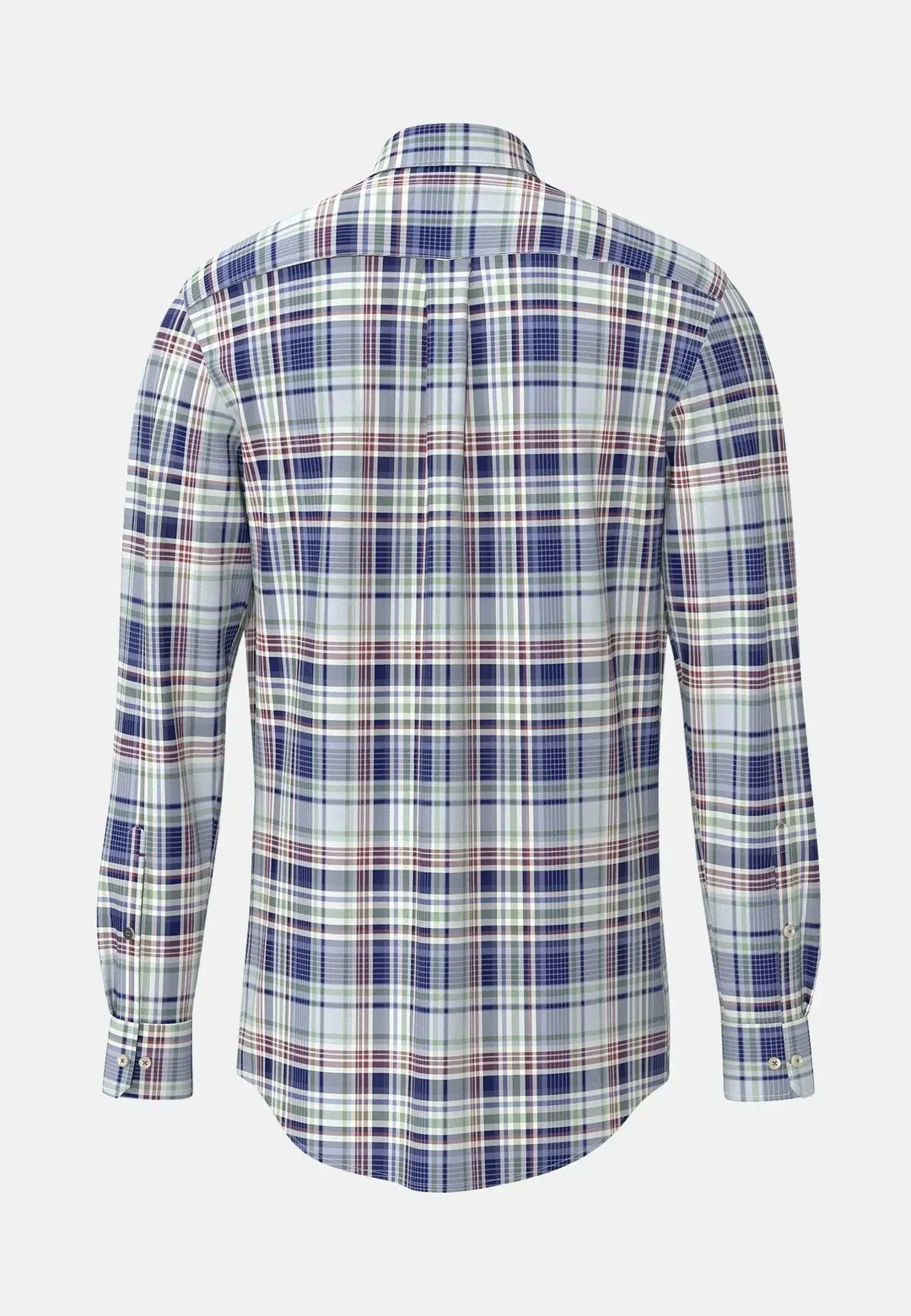 fynch-hatton-Washed Oxford Check Button Down Shirt Berry