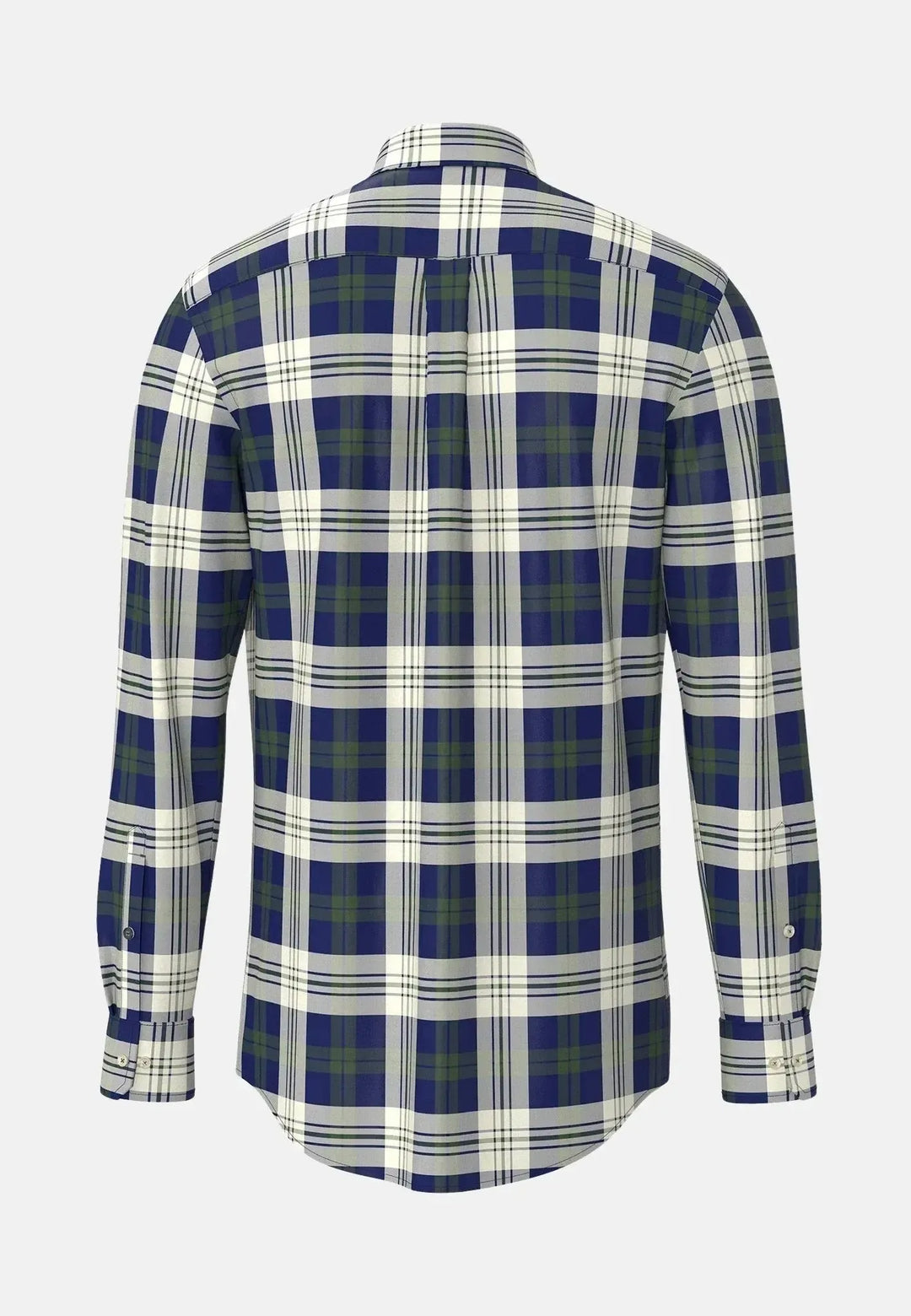 fynch-hatton-Washed Oxford Check Button Down Shirt Dark Leaf