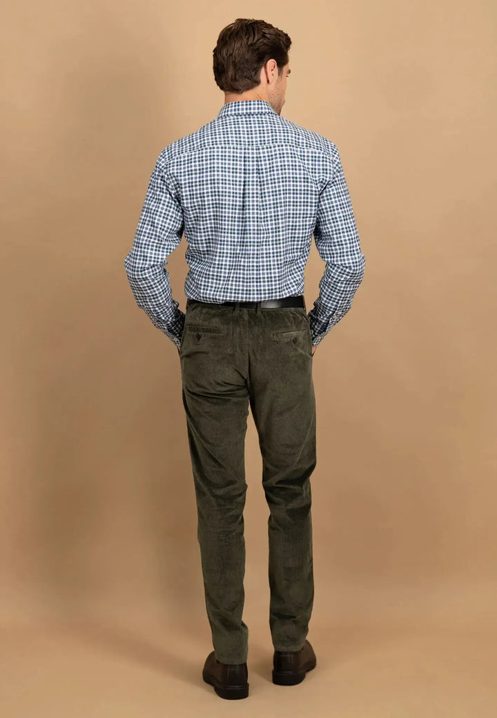fynch-hatton-Washed Oxford Check Button Down Shirt Fern