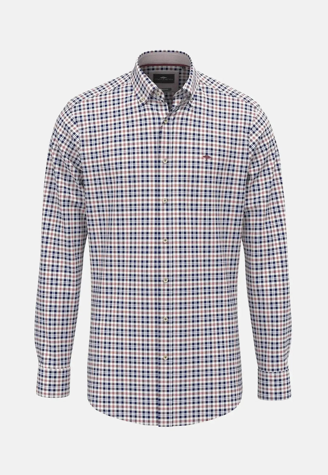 fynch-hatton-Washed Oxford Check Button Down Shirt Peach