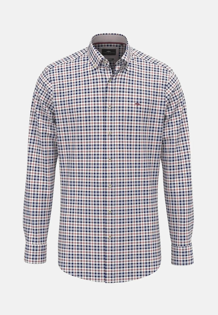 fynch-hatton-Washed Oxford Check Button Down Shirt Peach