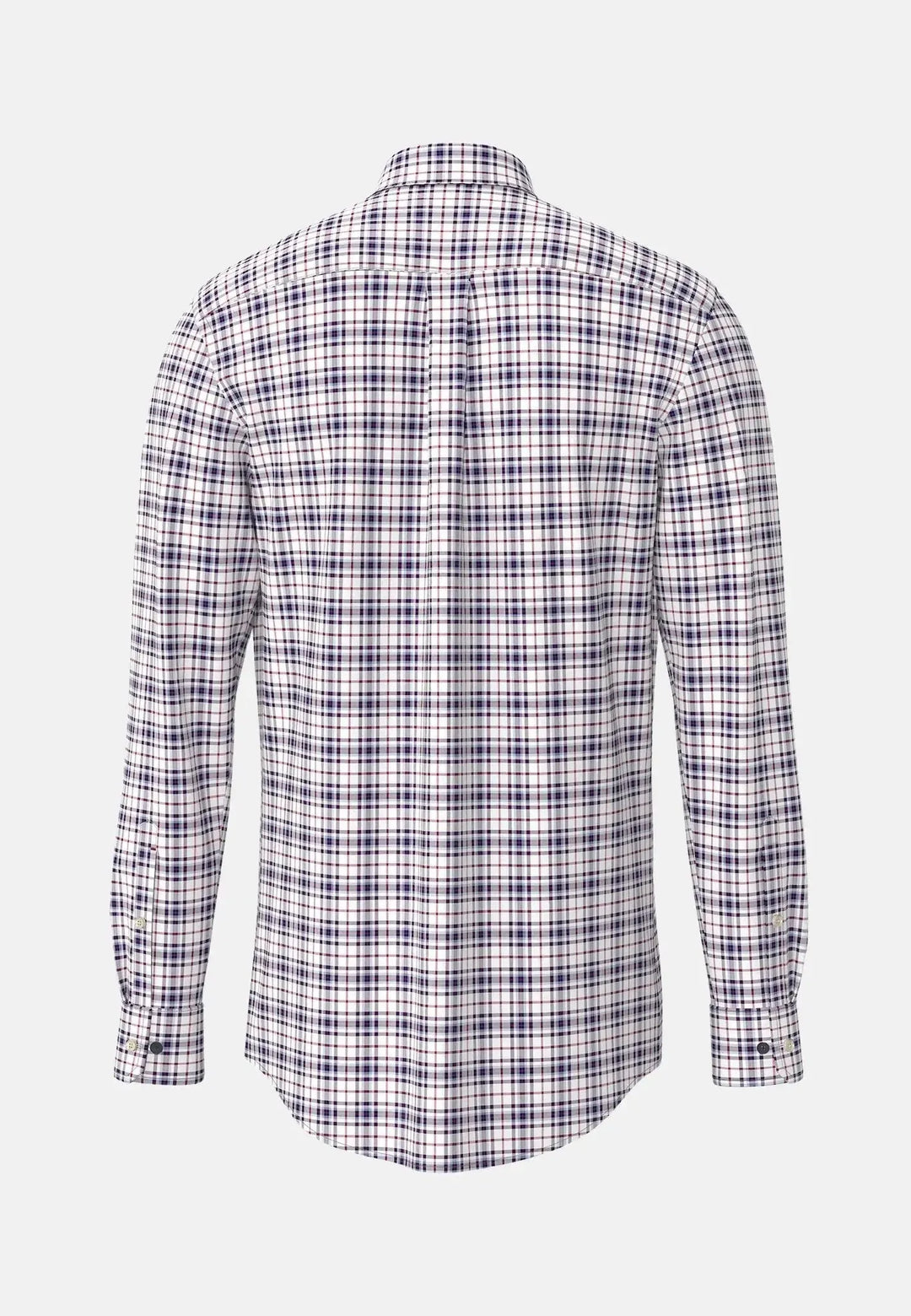 fynch-hatton-Washed Oxford Check Shirt Aubergine