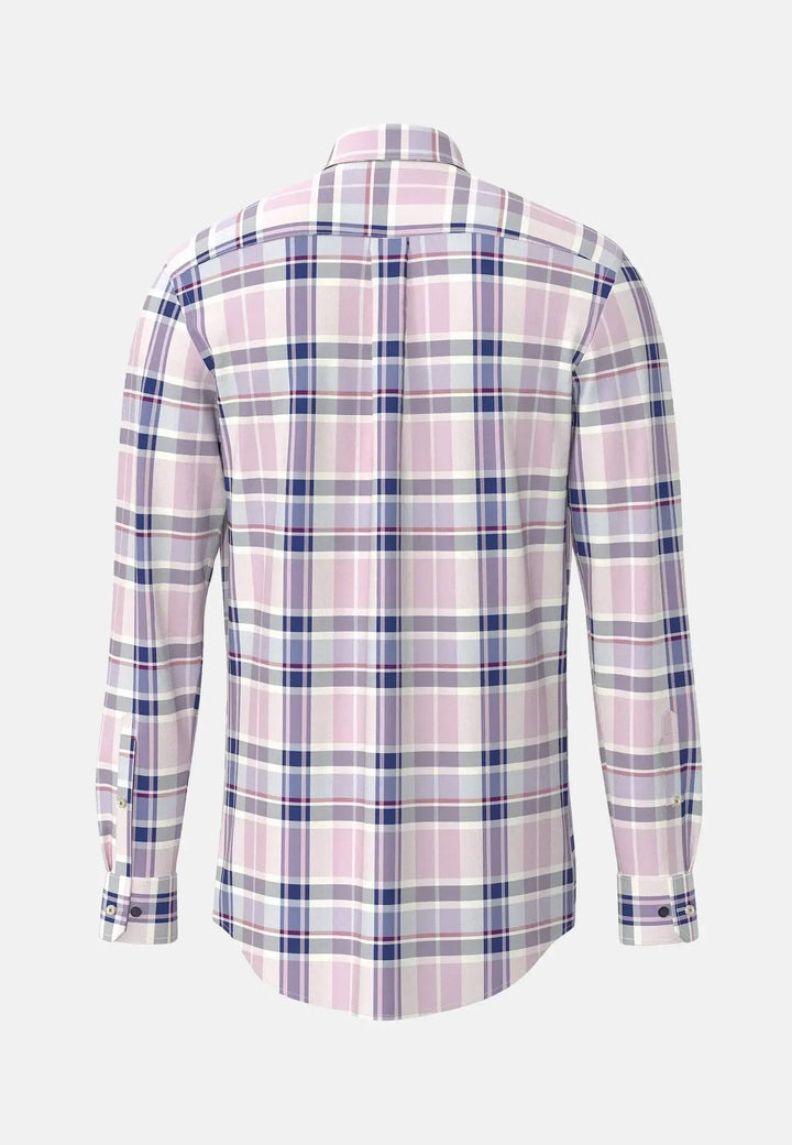 fynch-hatton-Washed Oxford Check Shirt Magnolia