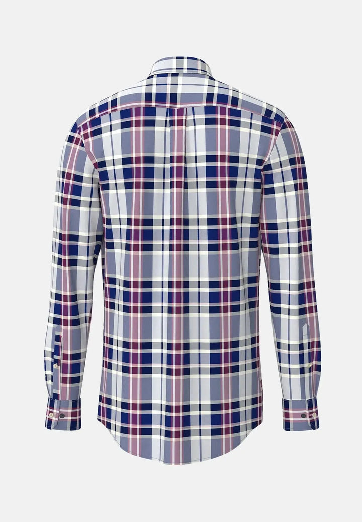 fynch-hatton-Washed Oxford Check Shirt Navy