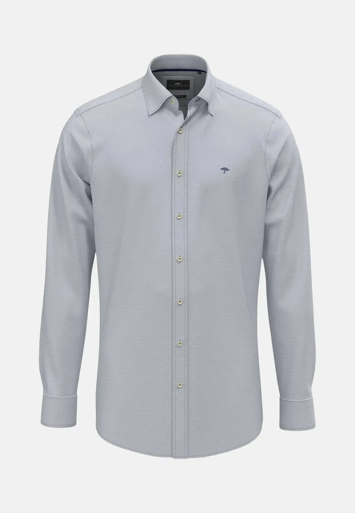 fynch-hatton-Washed Oxford Kent Collar Shirt Misty Blue