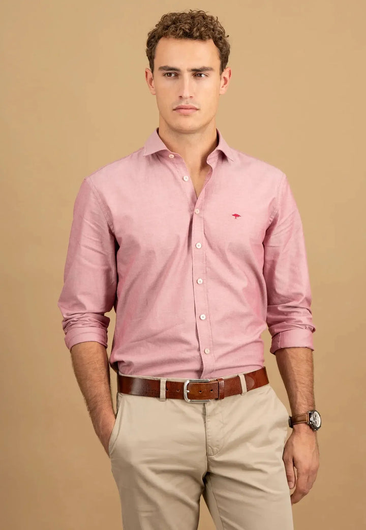 fynch-hatton-Washed Oxford Kent Collar Shirt Peach
