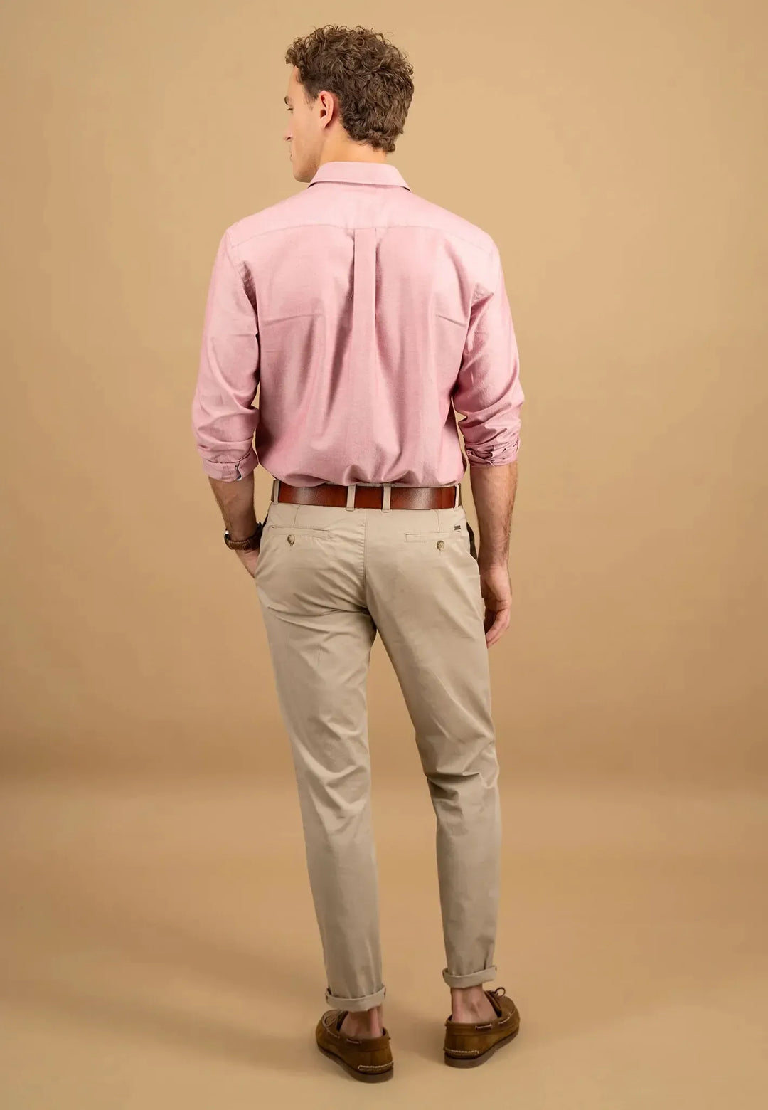 fynch-hatton-Washed Oxford Kent Collar Shirt Peach