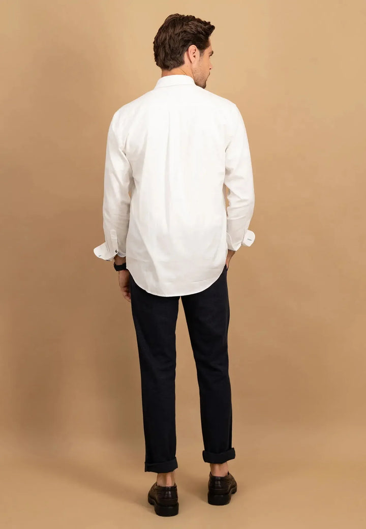 fynch-hatton-Washed Oxford Kent Collar Shirt White