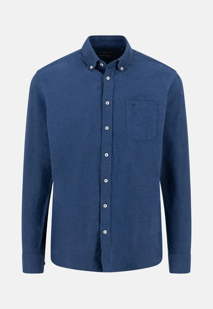 fynch-hatton-Winter Solid Button Down Shirt Navy