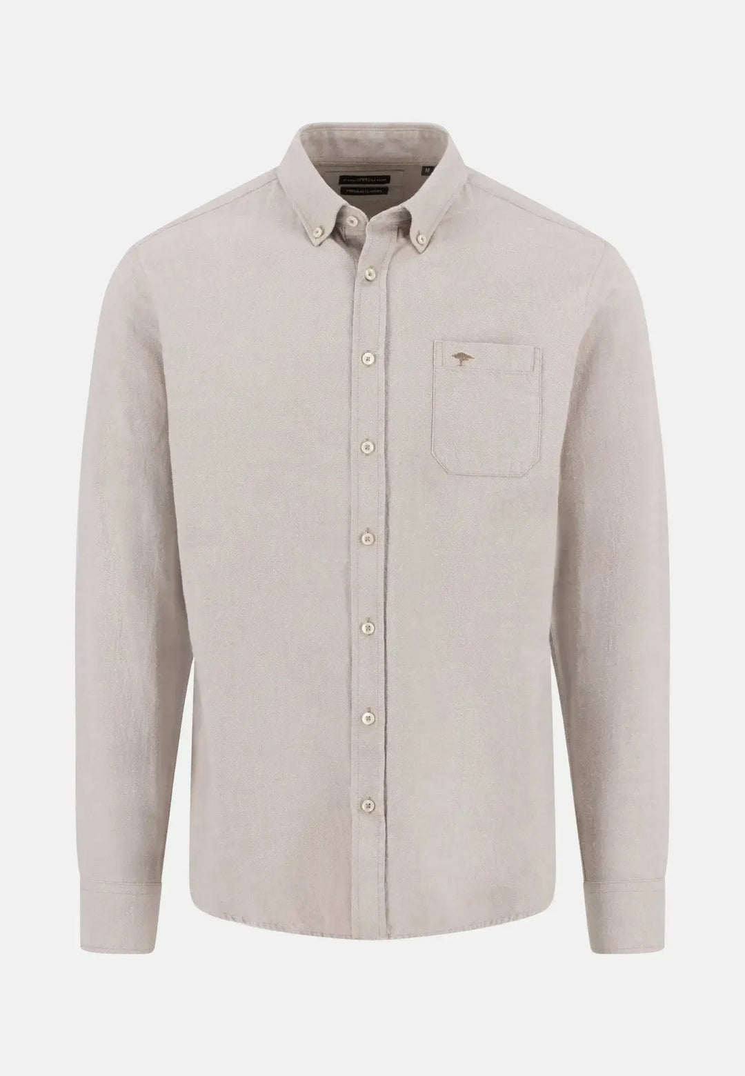 fynch-hatton-Winter Solid Button Down Shirt Taupe