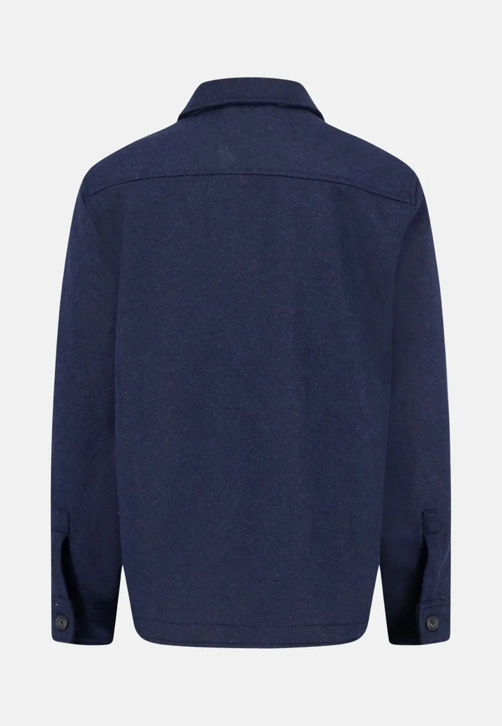fynch-hatton-Wool Blend Melange Overshirt Dark Navy