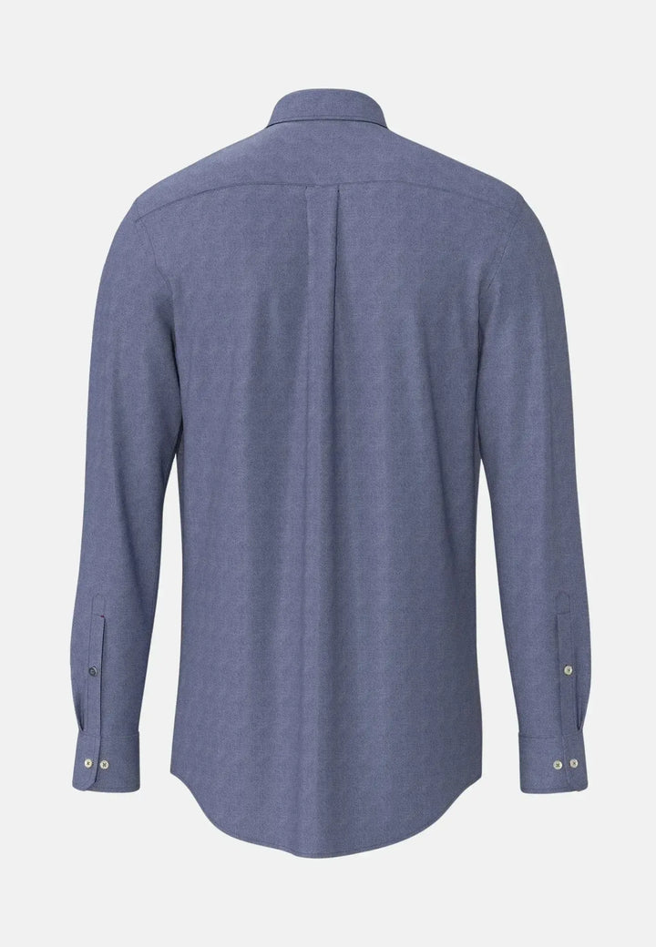 fynch-hatton-Woven Pattern Kent Collar Denim Shirt Misty Blue