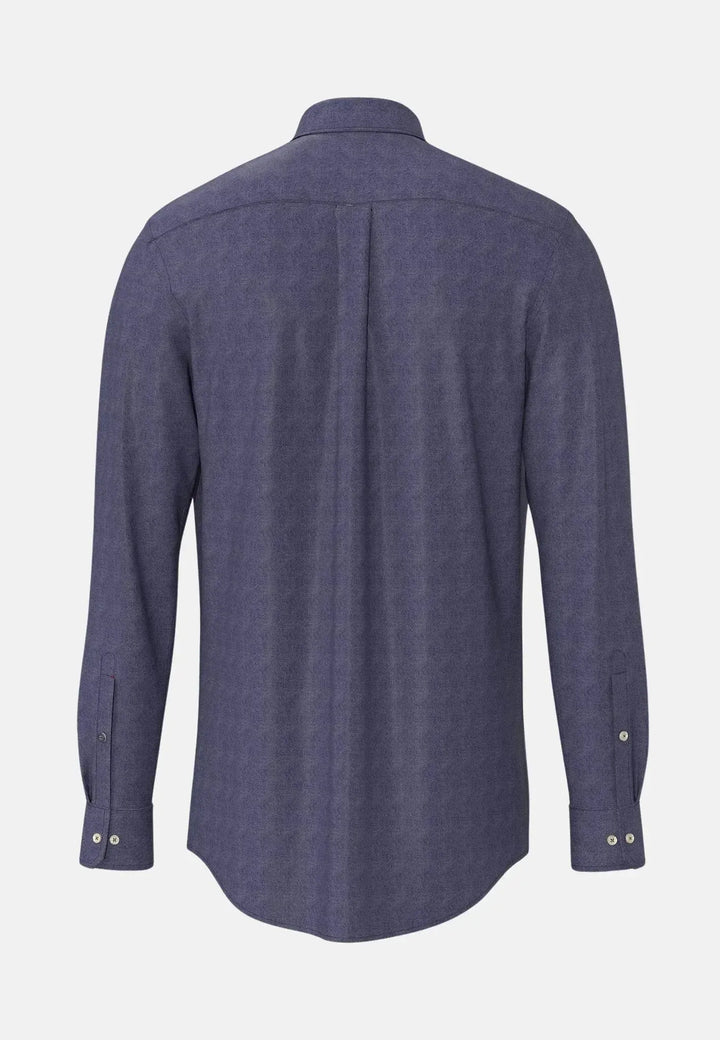 fynch-hatton-Woven Pattern Kent Collar Denim Shirt Navy