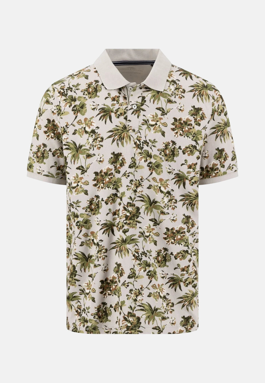 Fynch - Hatton All Over Print Floral Polo Shirt Cement - 16031308-828-M - fynch - hatton.co.uk